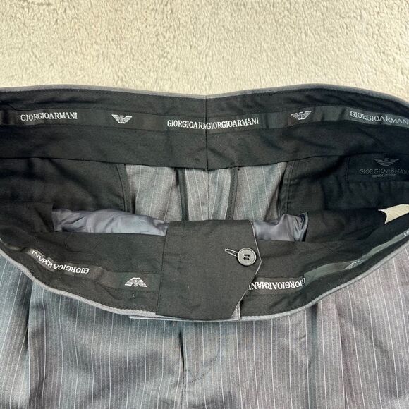 Giorgio Armani Black Label Grey Pinstripe Dress Pants Mens Size 38 Wool - Picture 4 of 12